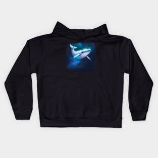 Whale floating in space Kids Hoodie